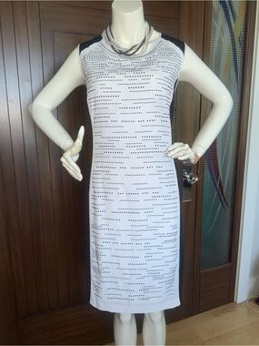 CALVIN KLEIN Sheath Dress, White & Black, Size 14, EUC